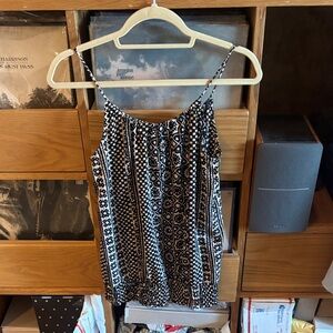 Rebecca Taylor Black and White Geometric Top